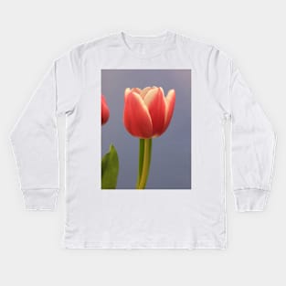 Red Tulip Flower Kids Long Sleeve T-Shirt